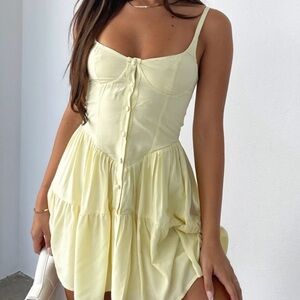 White fox never been hurt mini dress in Lemon never worn tag still on